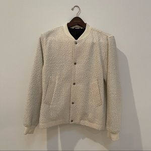 Saturdays New York Cream Wool Bomber Jacket Size L